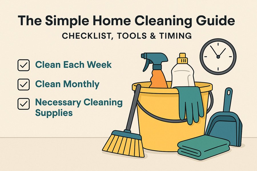 The Simple Home Cleaning Guide: Checklist, Tools & Timing